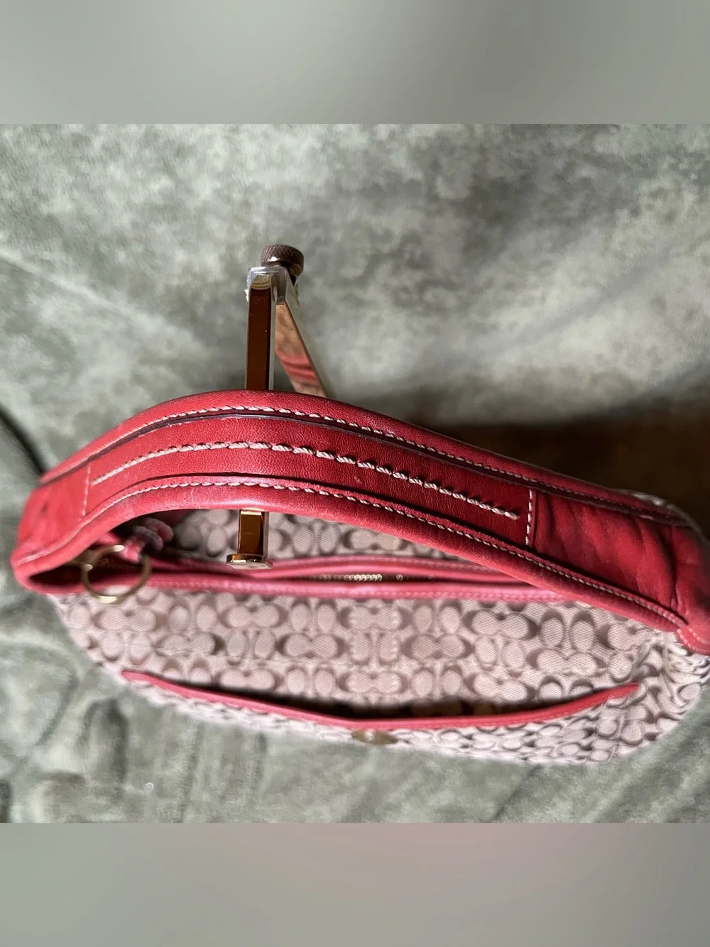 Vintage y2k Signature Ergo Shoulder Bag with Red Trim